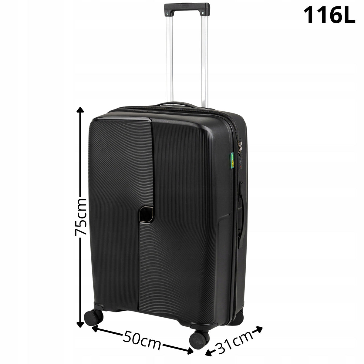 Walizka podróżna czarna duża na kółkach - elegancka, pojemna i trwała walizka do samolotu Wowbag 7918 L black