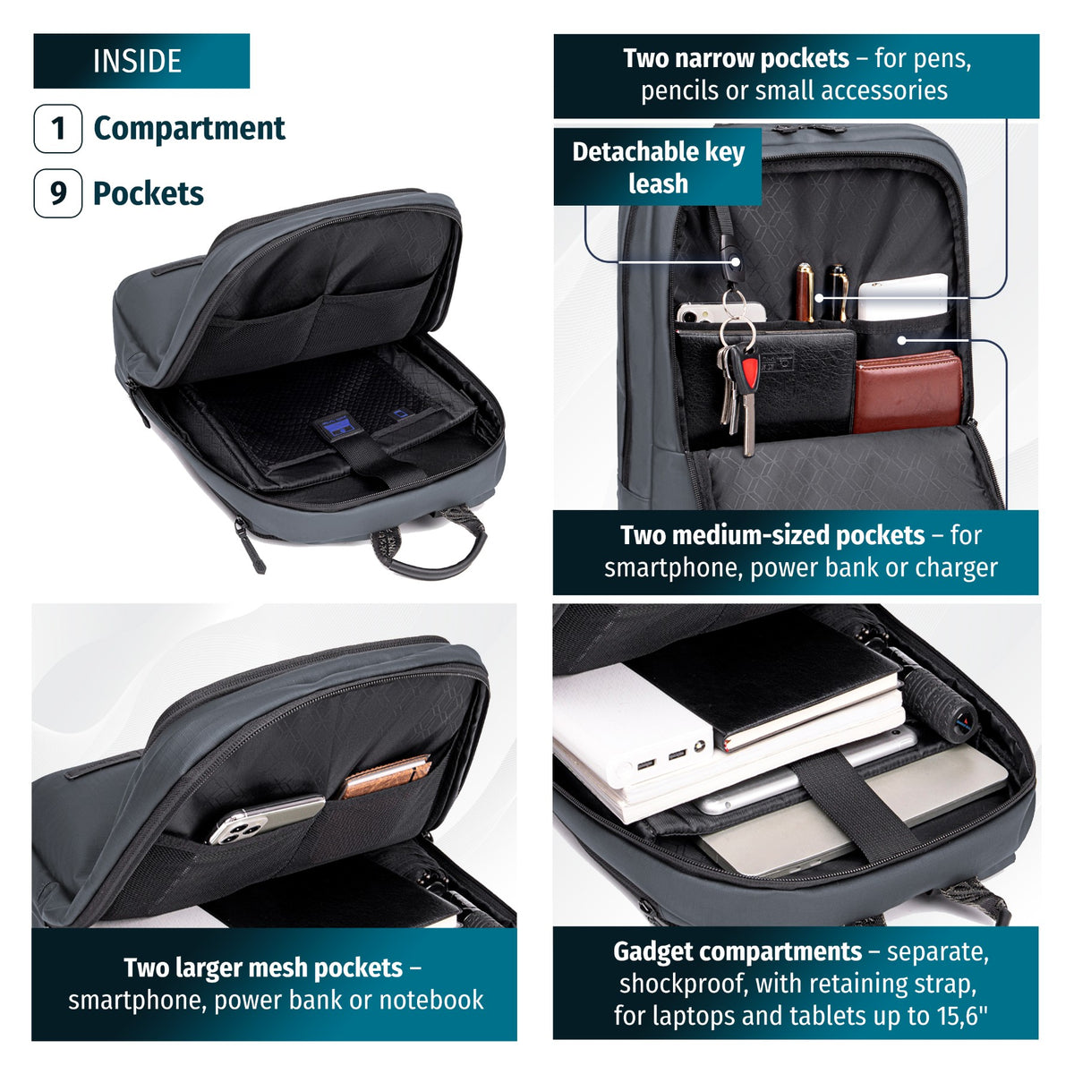 Plecak na laptopa 15,6" powiększany Arctic Hunter | Funkcja poszerzania | Praca i studia