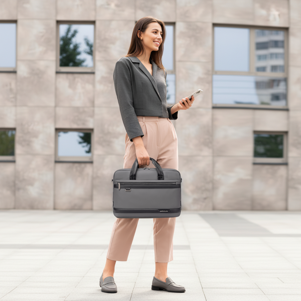 15.6" Laptop Shoulder Bag Arctic Hunter| Luggage Strap | Water Resistant | Business Briefcase – Grey