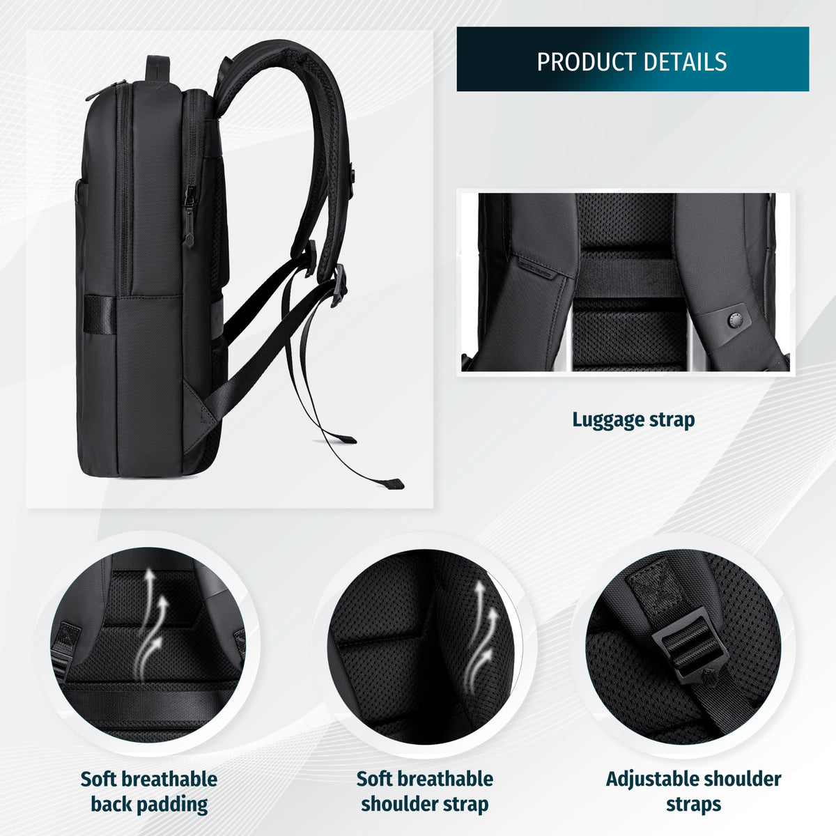 Plecak na co dzień Arctic Hunter | Laptop 15.6" | Wodoodporny poliester – Czarny