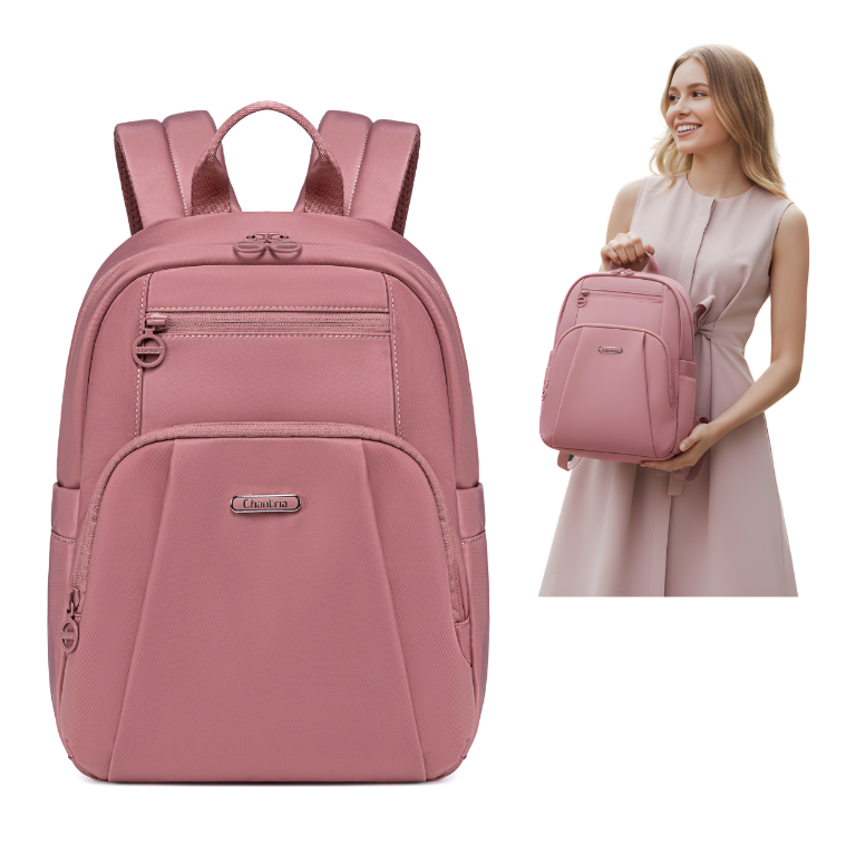 Women's Elegant City Backpack Chantria lightweight | Fits iPad Tablet | Waterproof Nylon – Antique Rose