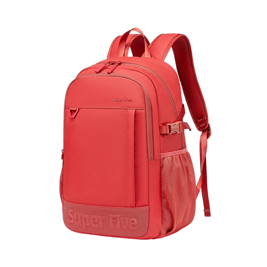 Red urban backpack for modern women, 18L, waterproof, for studies, work, and travel. SUPER FIVE FB696 RED.