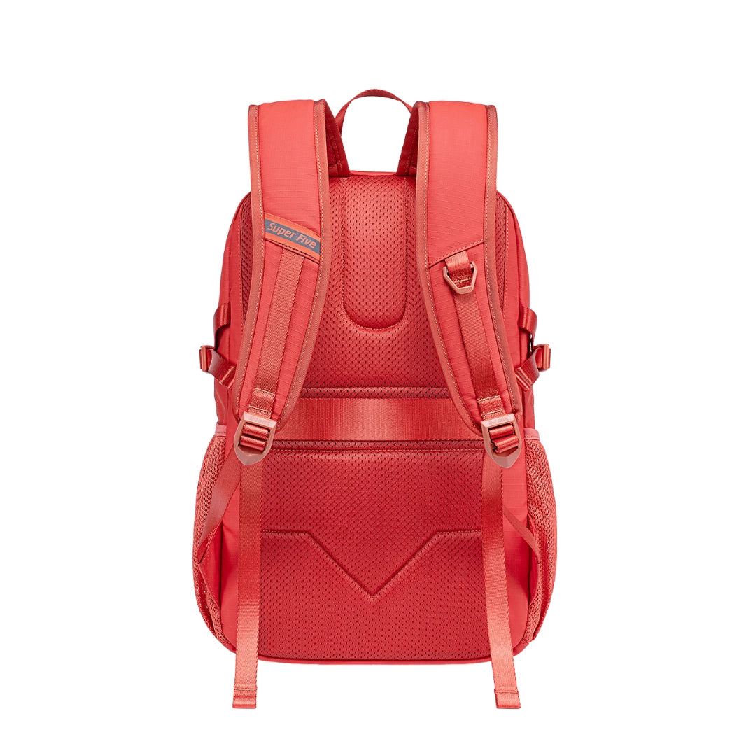 Red urban backpack for modern women, 18L, waterproof, for studies, work, and travel. SUPER FIVE FB696 RED.