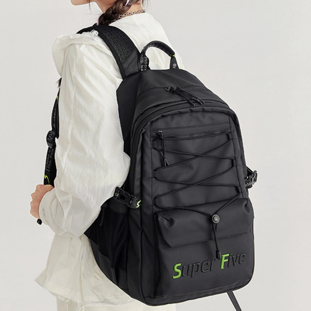 Black youth city backpack, waterproof, for a 15.6" laptop, 23 l – for studies and travel. SUPER FIVE FB522 Black.