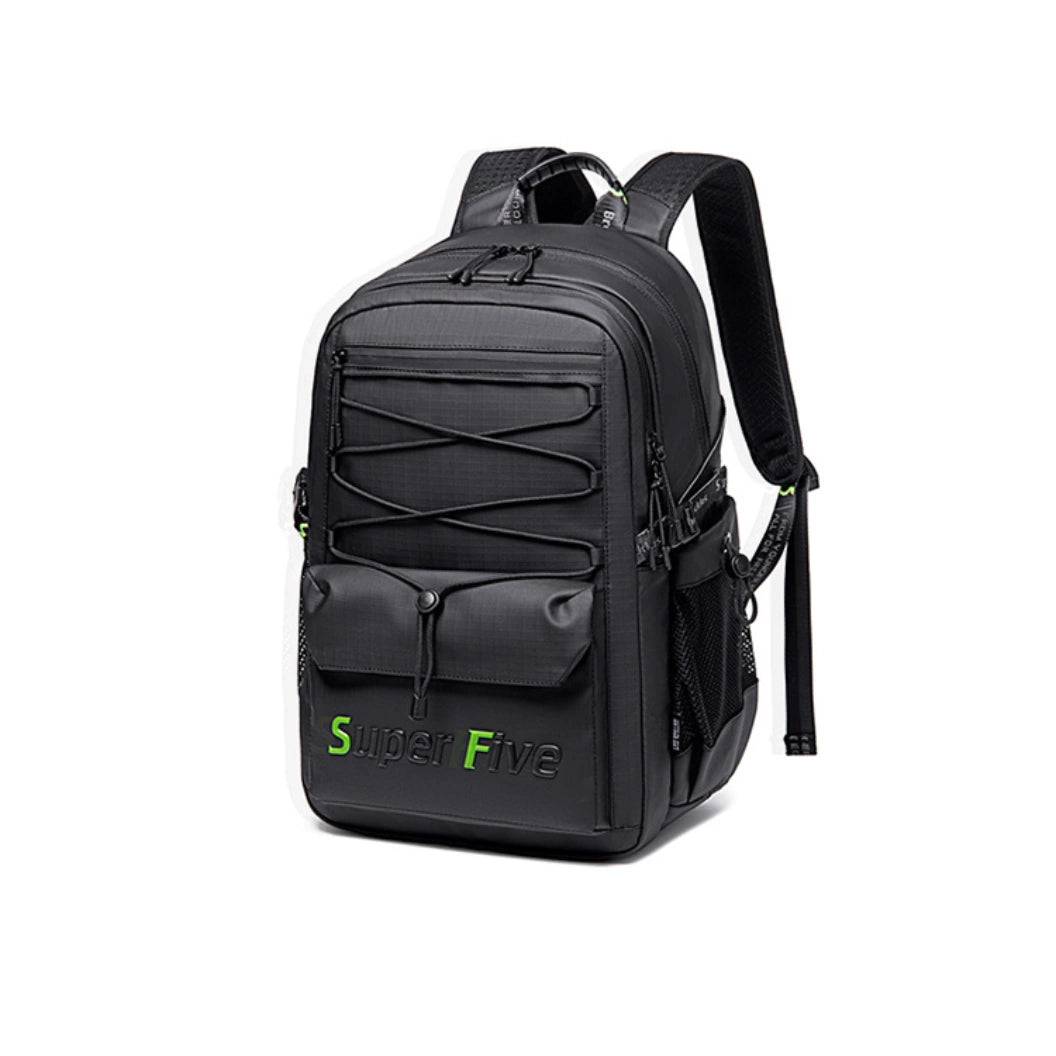 Black youth city backpack, waterproof, for a 15.6" laptop, 23 l – for studies and travel. SUPER FIVE FB522 Black.