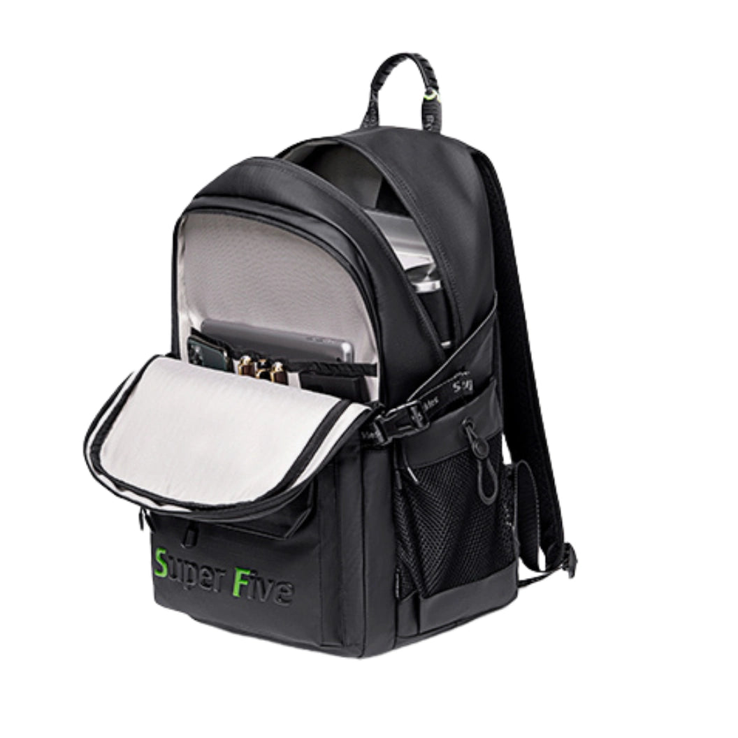 Black youth city backpack, waterproof, for a 15.6" laptop, 23 l – for studies and travel. SUPER FIVE FB522 Black.