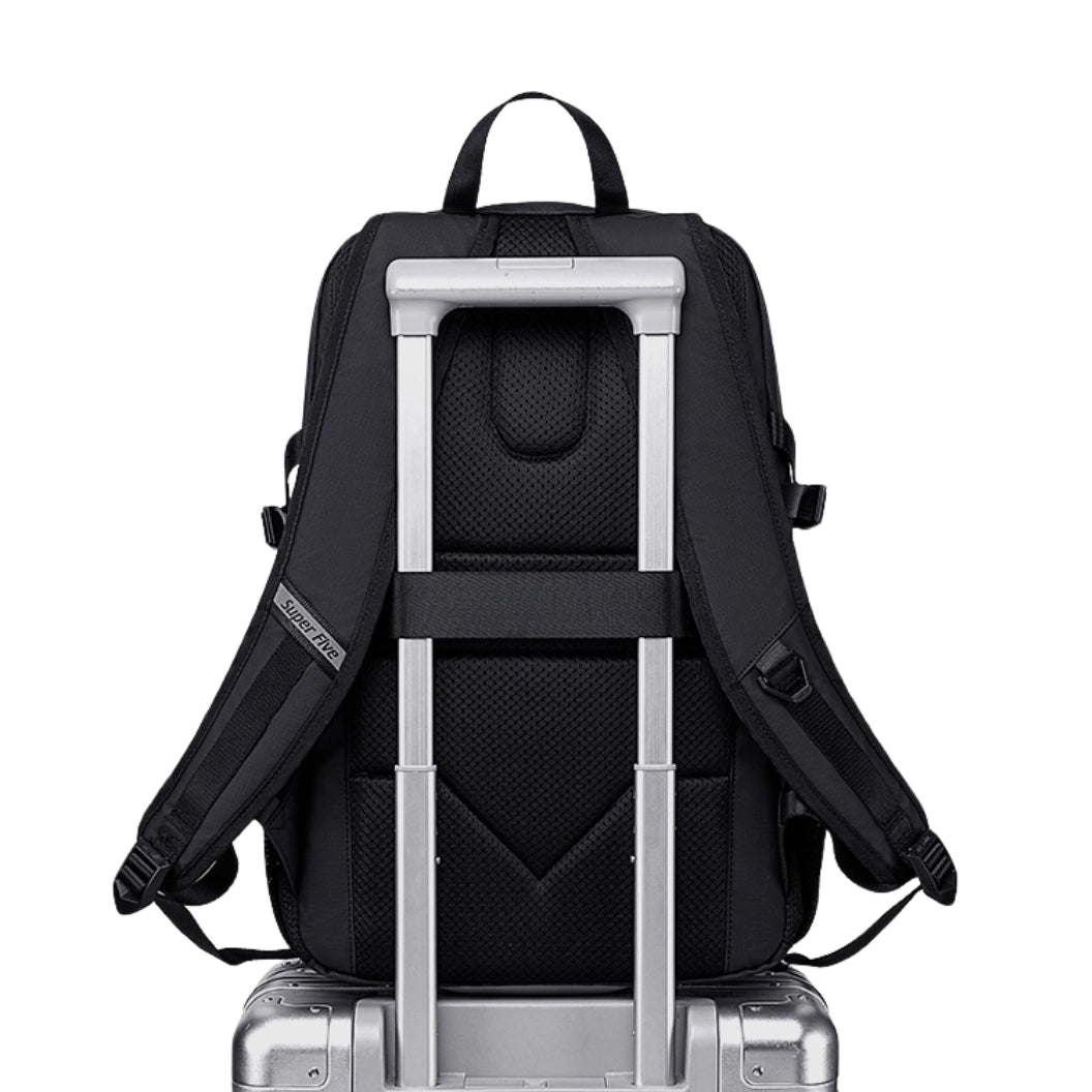 Black waterproof city backpack, 18 l, for a 15.6" laptop, for work, studies, and travel. SUPER FIVE FB696 Black