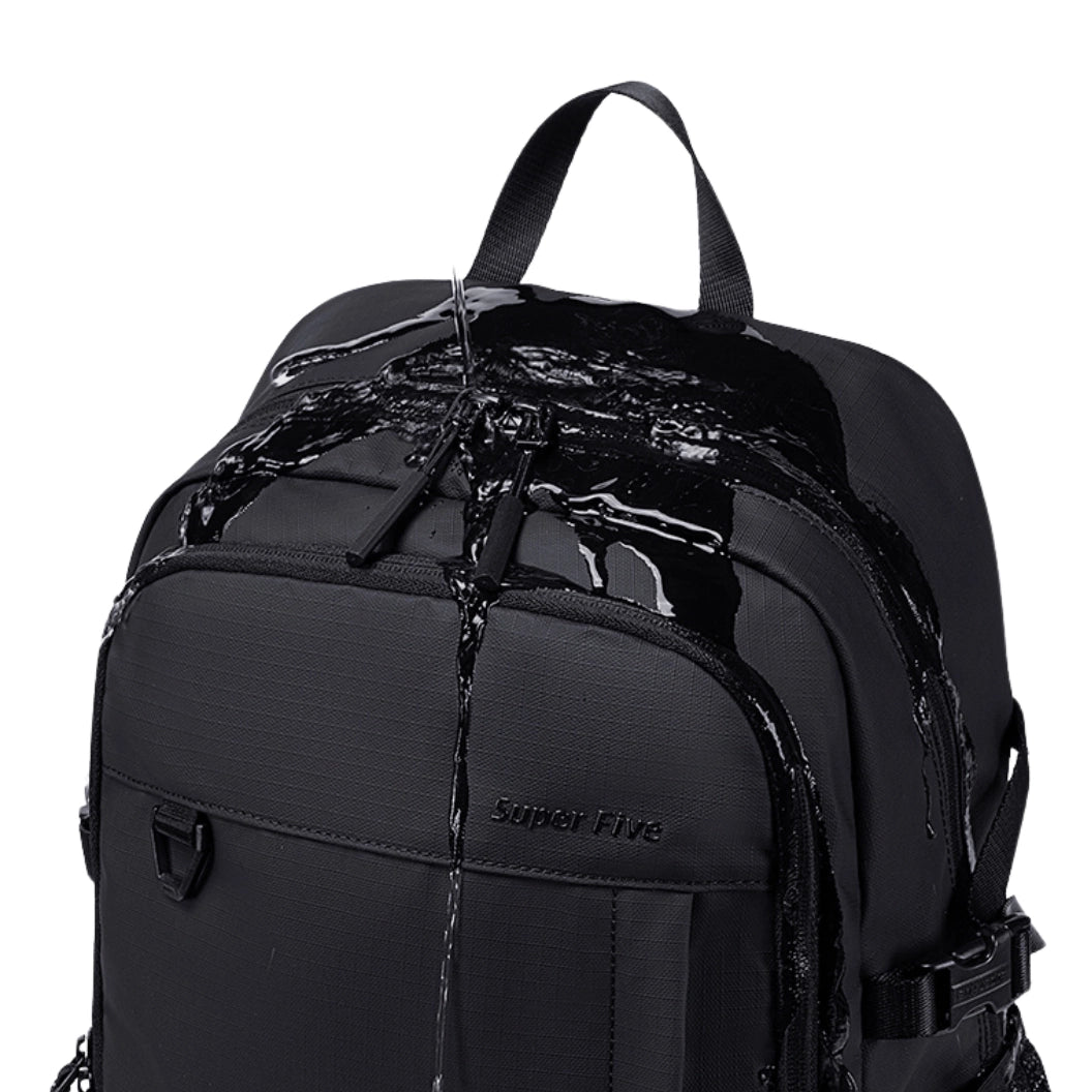 Black waterproof city backpack, 18 l, for a 15.6" laptop, for work, studies, and travel. SUPER FIVE FB696 Black