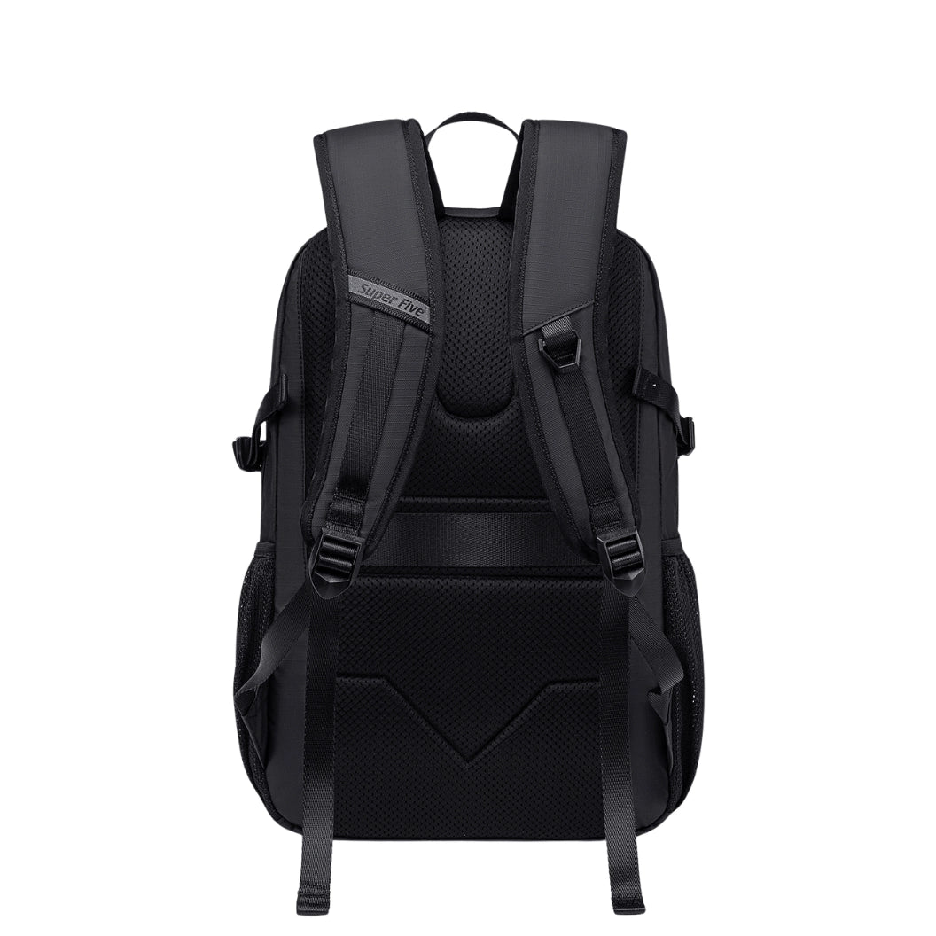 Black waterproof city backpack, 18 l, for a 15.6" laptop, for work, studies, and travel. SUPER FIVE FB696 Black