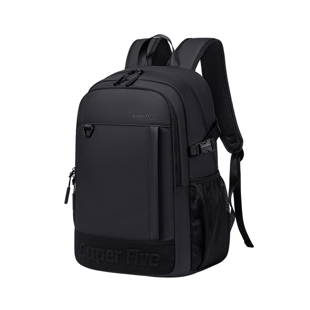 Black waterproof city backpack, 18 l, for a 15.6" laptop, for work, studies, and travel. SUPER FIVE FB696 Black