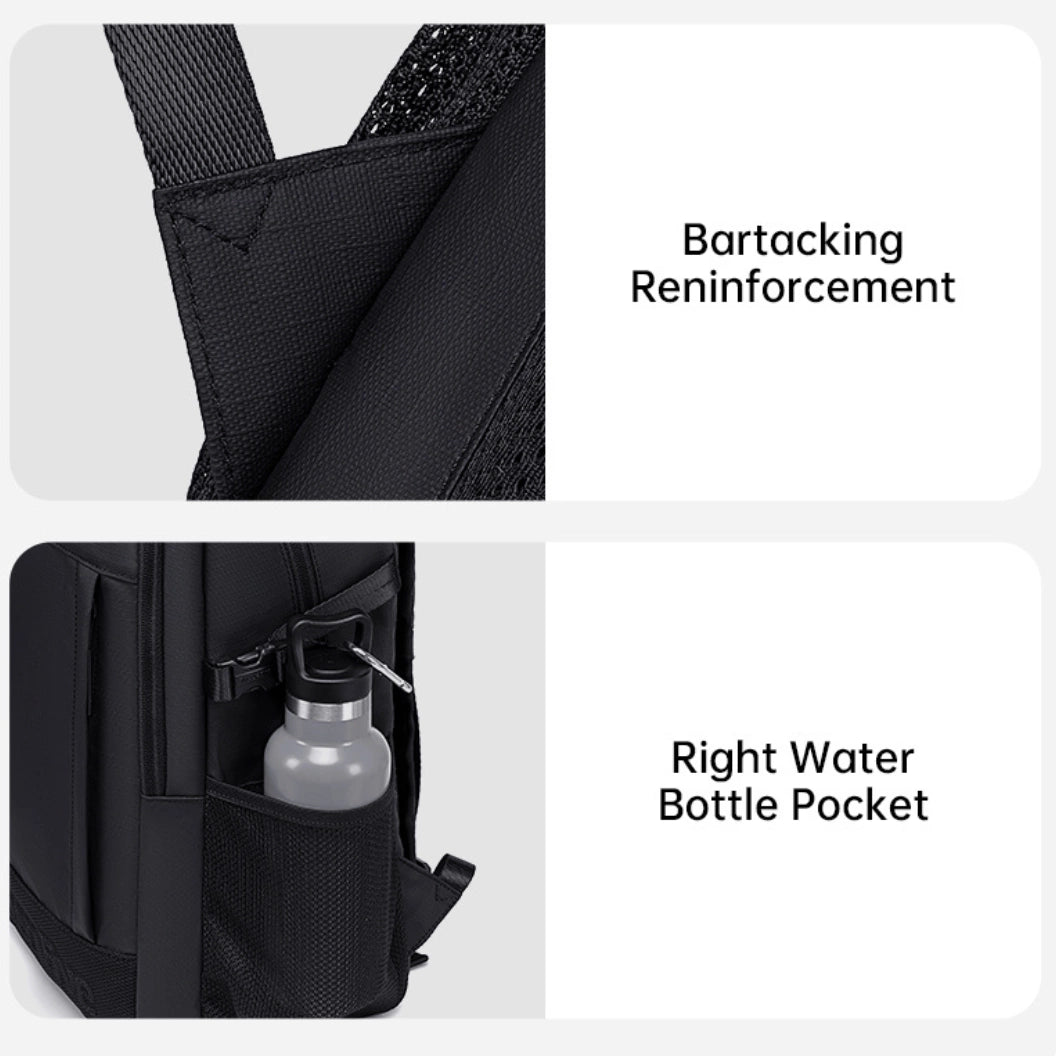 Black waterproof city backpack, 18 l, for a 15.6" laptop, for work, studies, and travel. SUPER FIVE FB696 Black