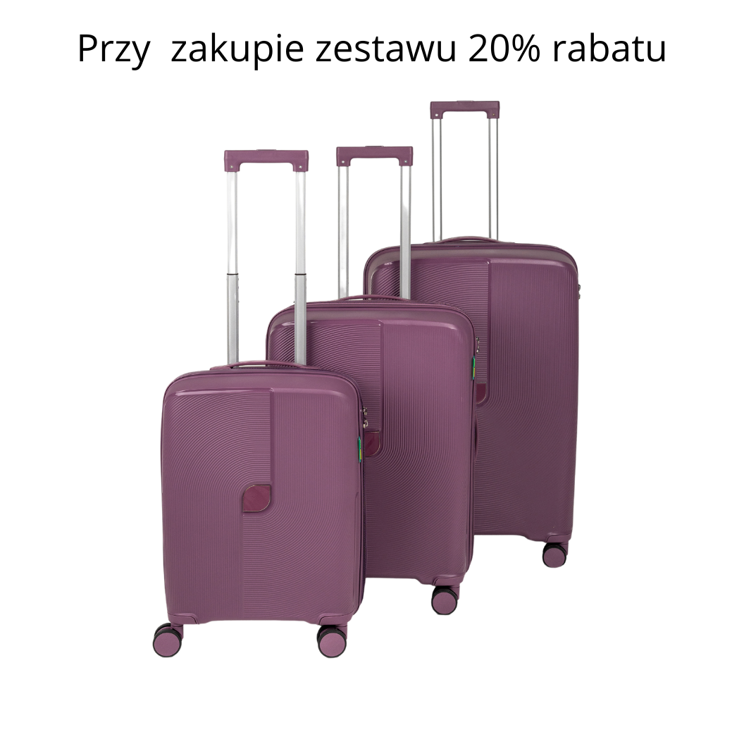 Duża walizka fioletowa na kółkach - elegancka, trwała i lekka walizka podróżna do samolotu Wowbag 7918 L purple