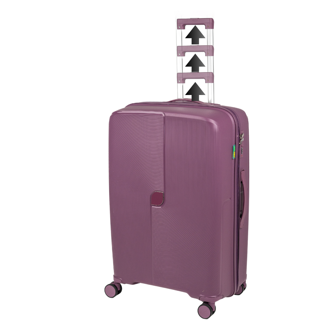 Duża walizka fioletowa na kółkach - elegancka, trwała i lekka walizka podróżna do samolotu Wowbag 7918 L purple