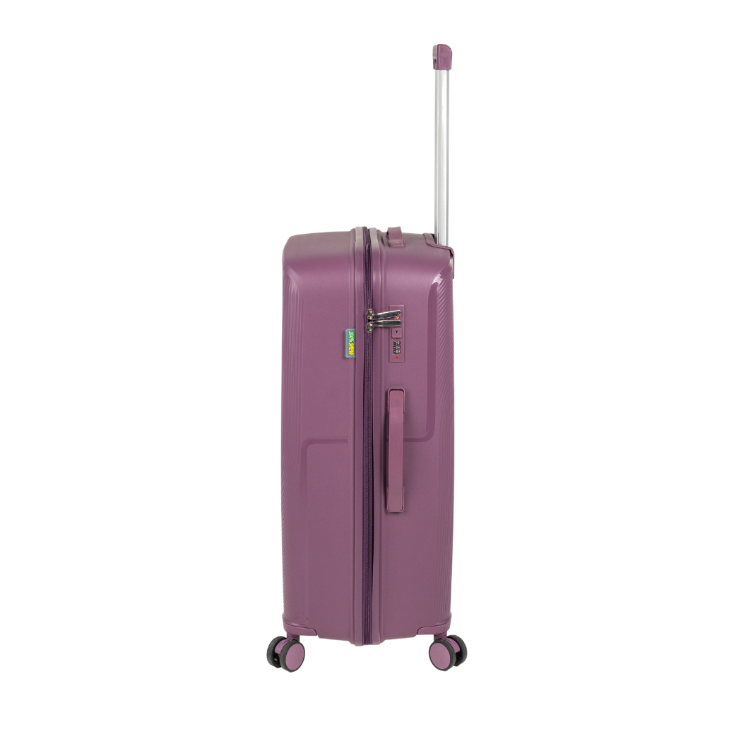 Duża walizka fioletowa na kółkach - elegancka, trwała i lekka walizka podróżna do samolotu Wowbag 7918 L purple