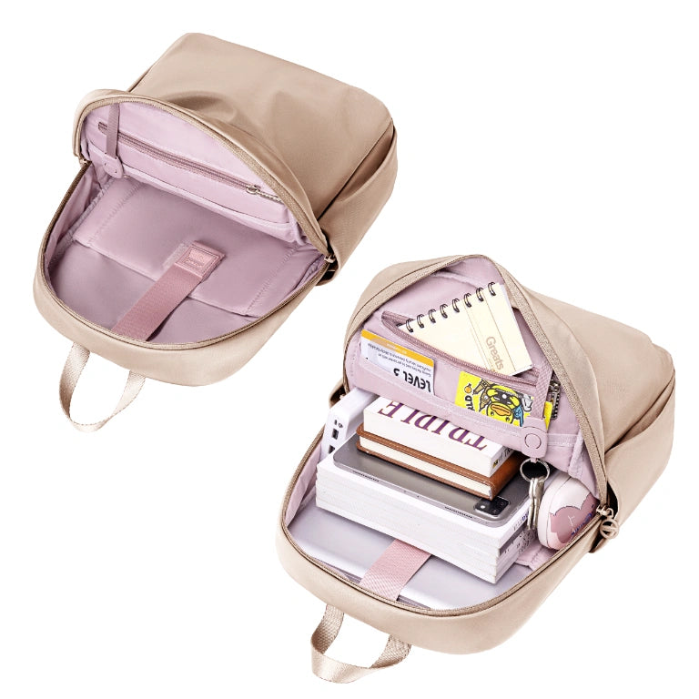 Women's backpack light beige elegant fashionable waterproof for MacBook Air Ipad