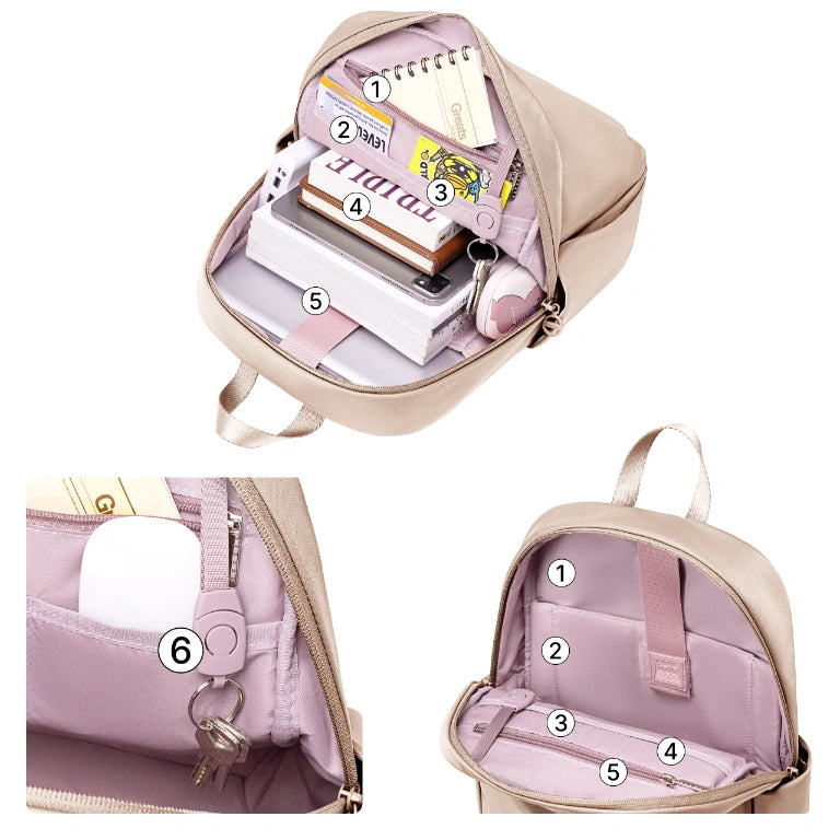 Women's backpack light beige elegant fashionable waterproof for MacBook Air Ipad