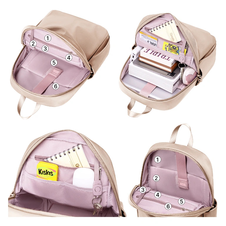 Women's backpack light beige elegant fashionable waterproof for MacBook Air Ipad