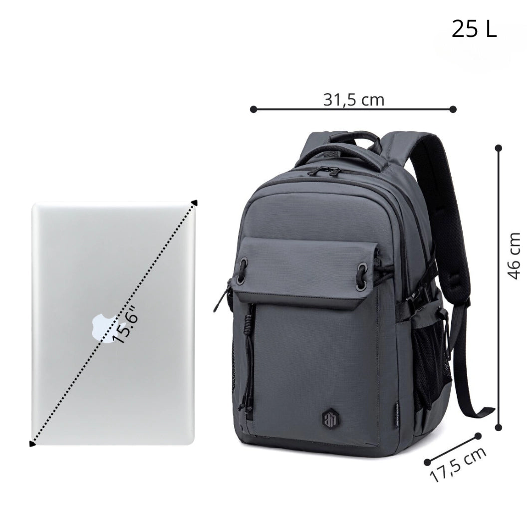 Gray youth city backpack, laptop-sized, 25L, perfect for college, university, and work. Arctic Hunter B00531 Gray.