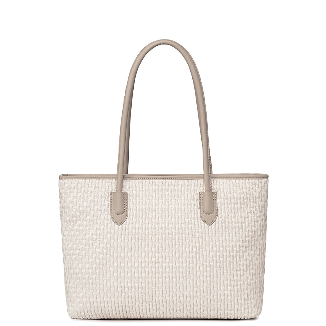 Women's white 17.9L shoulder shopper bag, fashionable, spacious, stylish with a zipper for women. CHANTRIA CB800 White.