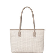 Women's white 17.9L shoulder shopper bag, fashionable, spacious, stylish with a zipper for women. CHANTRIA CB800 White.