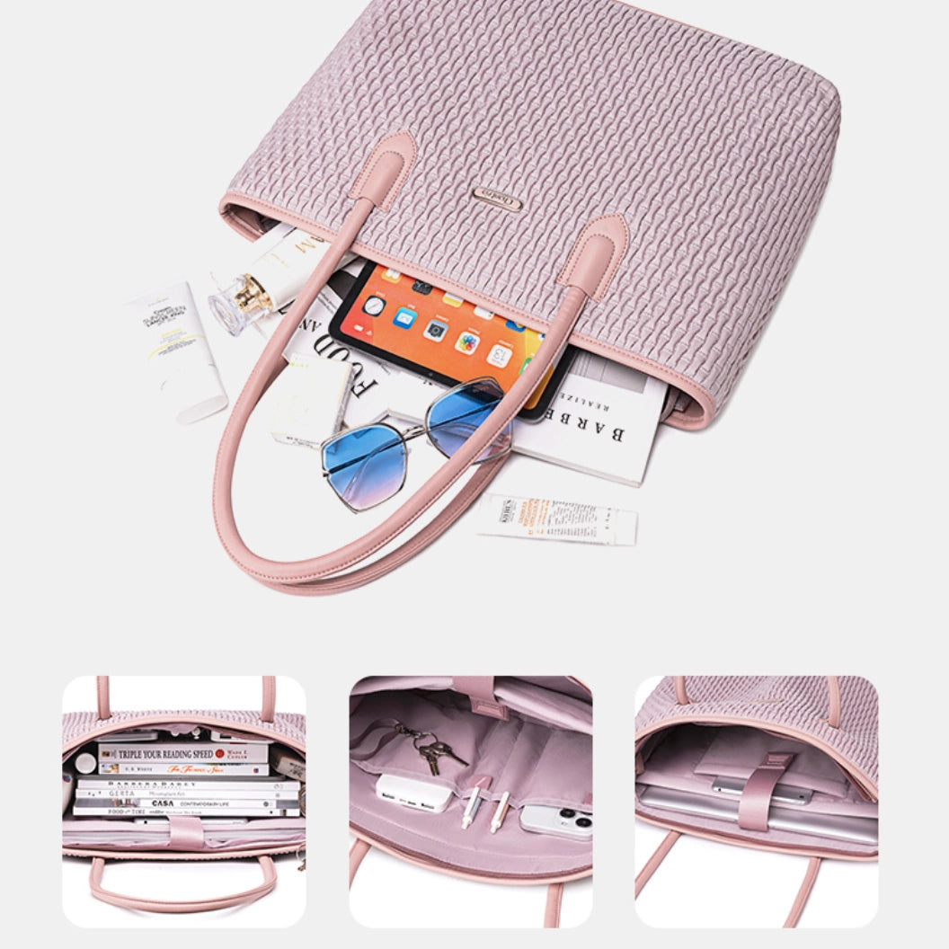 Women's white 17.9L shoulder shopper bag, fashionable, spacious, stylish with a zipper for women. CHANTRIA CB800 White.