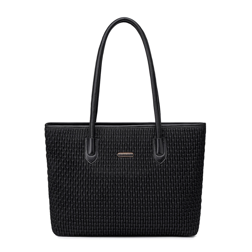 Women's classic black shopper bag, 17.9 l, spacious with a zipper for college and meetings. CHANTARIA CB800 Black.