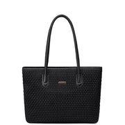 Women's classic black shopper bag, 17.9 l, spacious with a zipper for college and meetings. CHANTARIA CB800 Black.