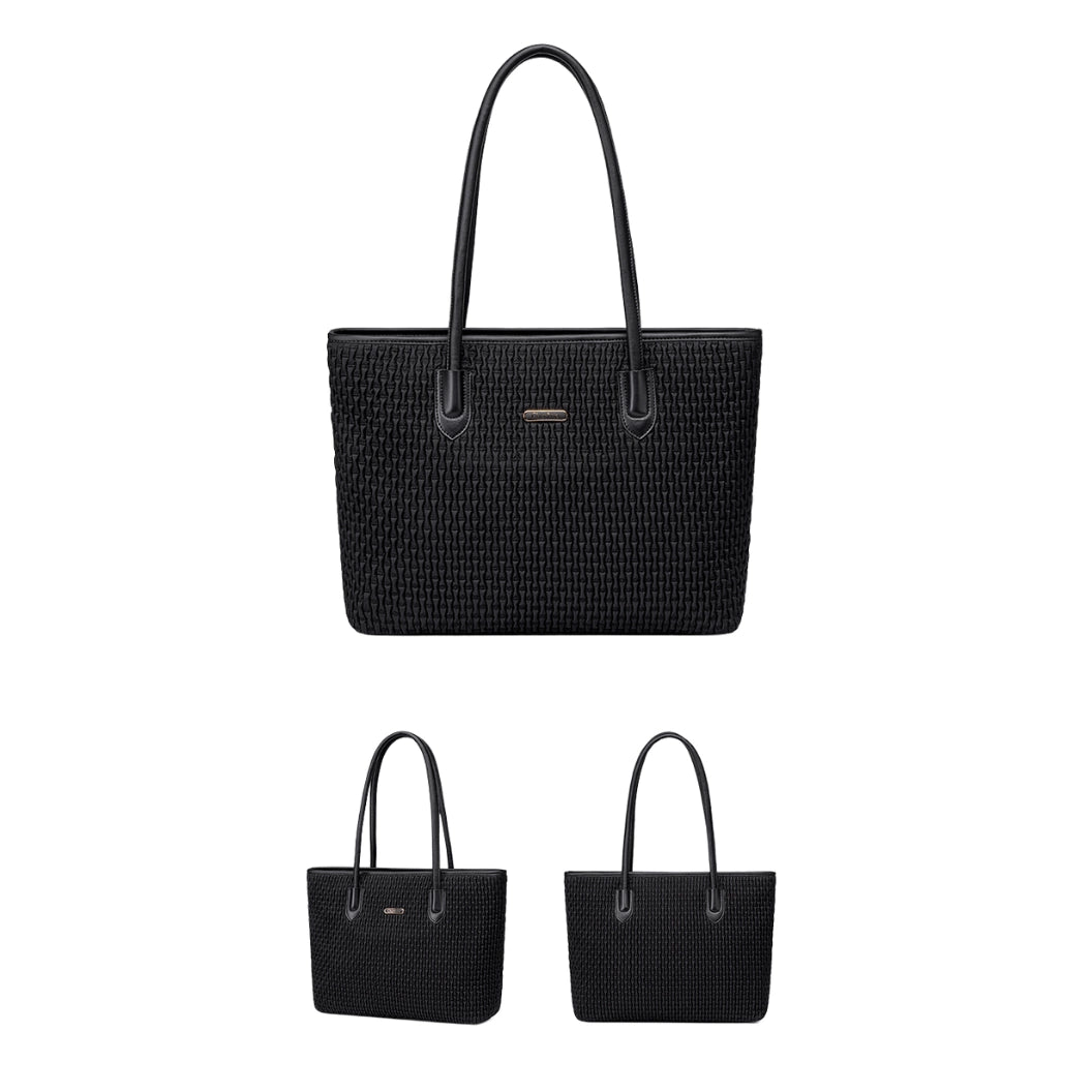 Women's classic black shopper bag, 17.9 l, spacious with a zipper for college and meetings. CHANTARIA CB800 Black.