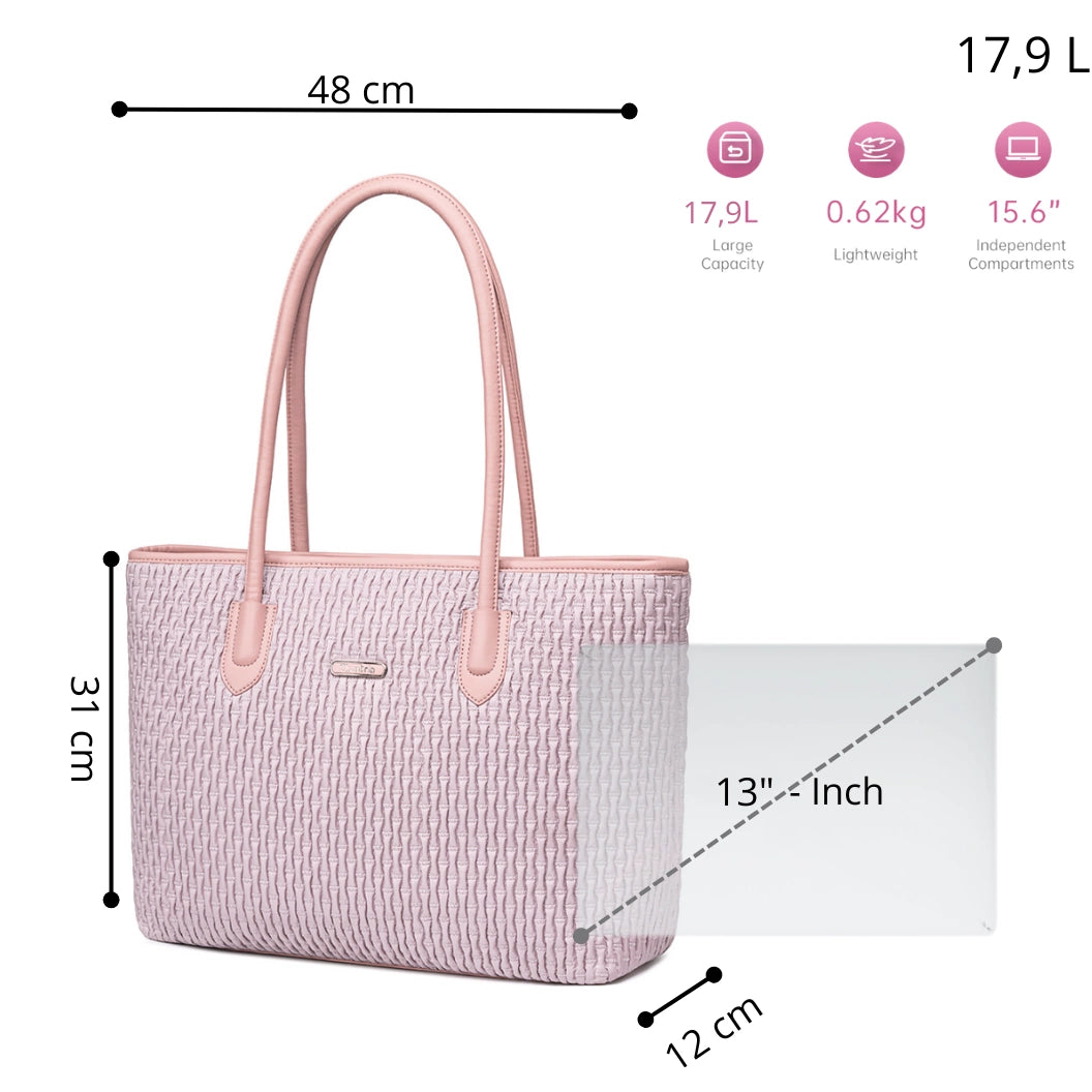 Women's pink 17.9L shoulder shopper bag. Elegant, roomy, for everyday use and work, with a zipper. CHANTRIA CB800 Pink.