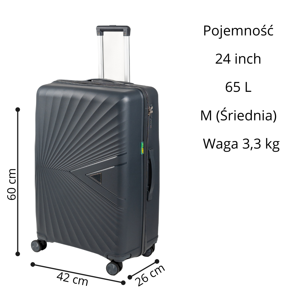Walizki podróżne ciemnoszare komplet 3 szt. elegancki i trwały zestaw na kółkach Wowbag 7905 dark grey