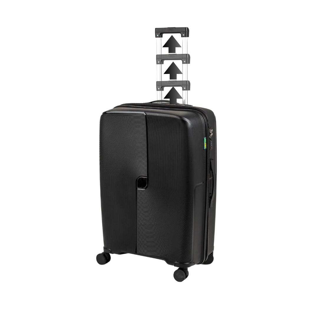 Zestaw walizek podróżnych czarnych 3 szt. komplet walizek polipropylenowych na kółkach Wowbag 7918Black