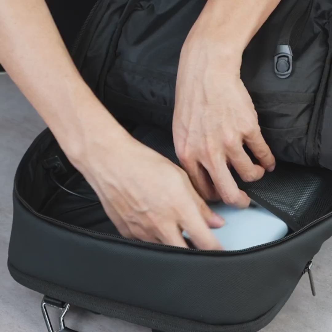 Load video: Smart City Work Travel Backpack - interior and laptop compartment
